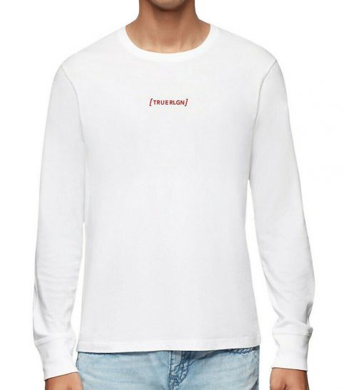 White Raised Logo Long Sleeve T-Shirt 