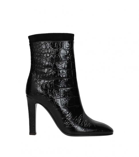 croc print boots black