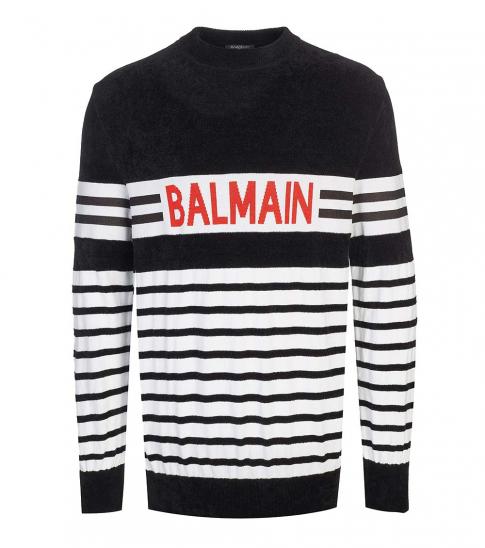 Balmain Black Striped Logo Sweater For Men Online India At Darveys Com The french fashion house, balmain, offers a huge range of shirts, jeans, jackets, footwear and more for both men and women.
