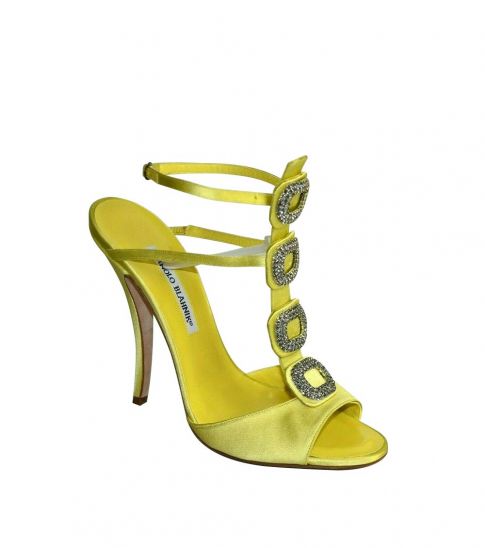 yellow satin heels