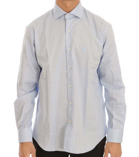 Roberto Cavalli Men's Light Blue Slim Long Sleeve Dress Shirt 