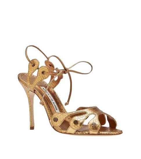 Manolo blahnik Gold Snake Print Heels 