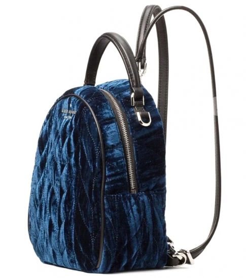 kate spade blue velvet backpack