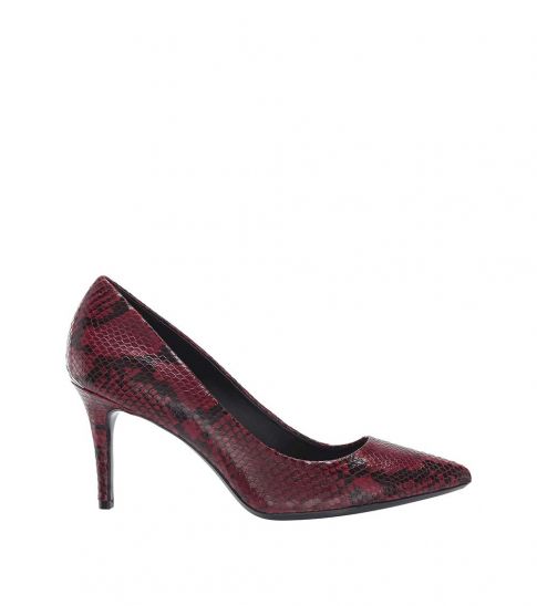 red snake print heels