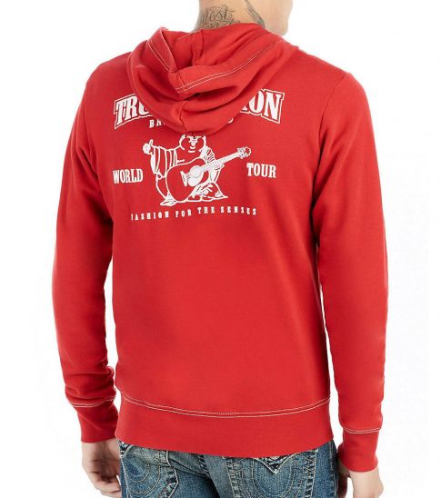 true religion red zip up hoodie