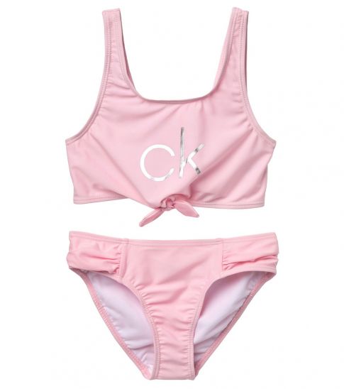 pink tie front bikini