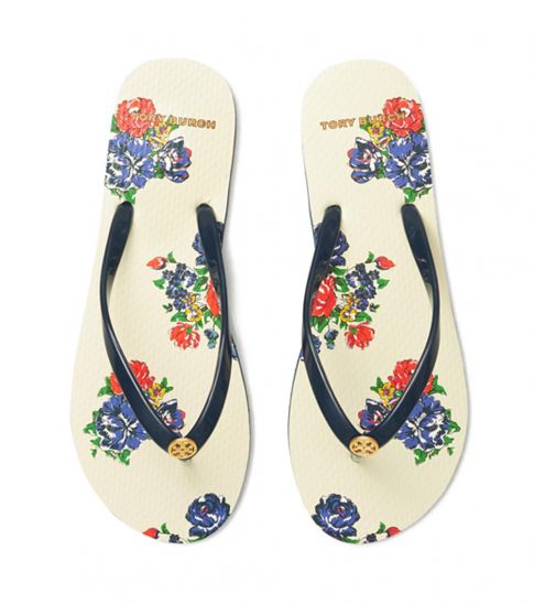 tory burch printed flip flops