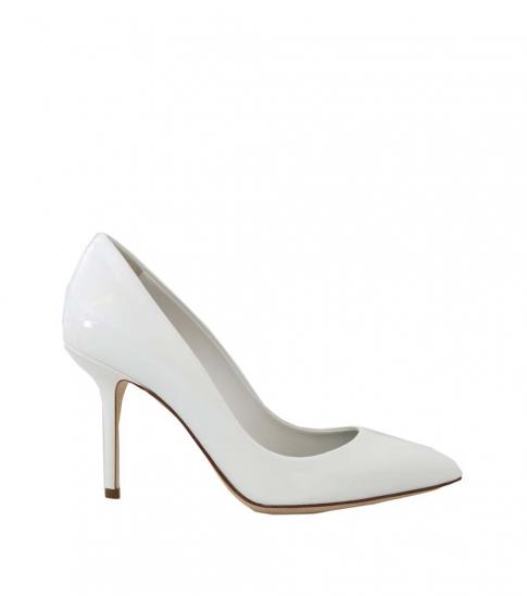 white patent leather heels