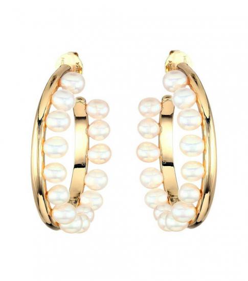 Tory Burch Gold Pearl-Fringe Hoop Earrings for Women Online India at ...