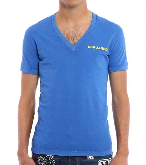 Dsquared2 Blue Logo V-Neck T-Shirt for 