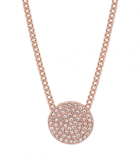 DKNY Rose Gold Pave Disc Pendant 