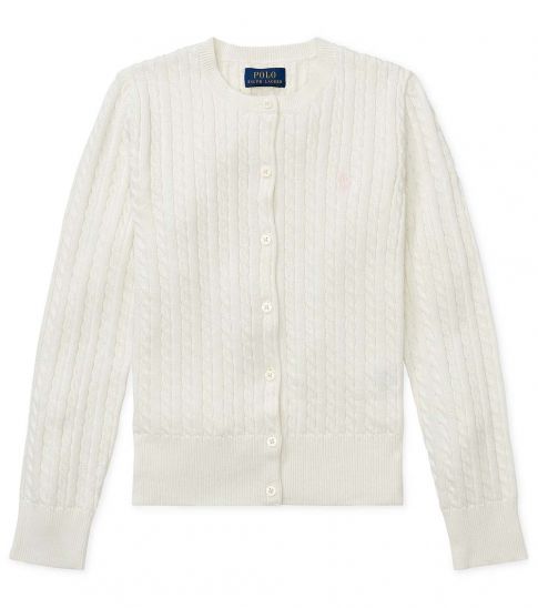 white cable cardigan