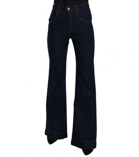 Blue Washed High Rise Boot Cut Denim Jeans