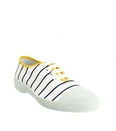 blue and white striped sneakers