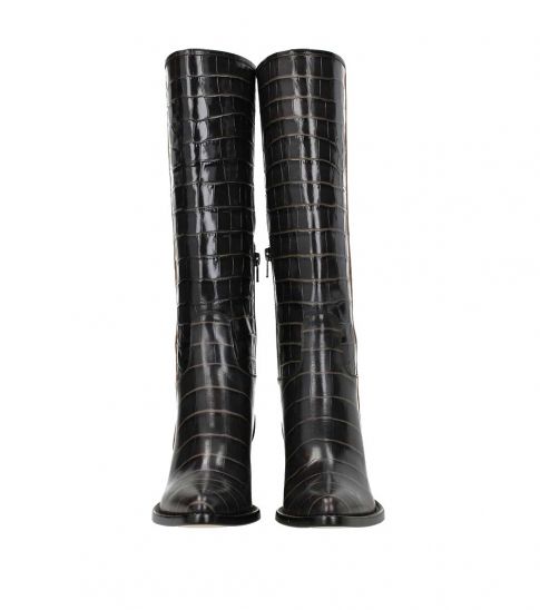 croc print boots black