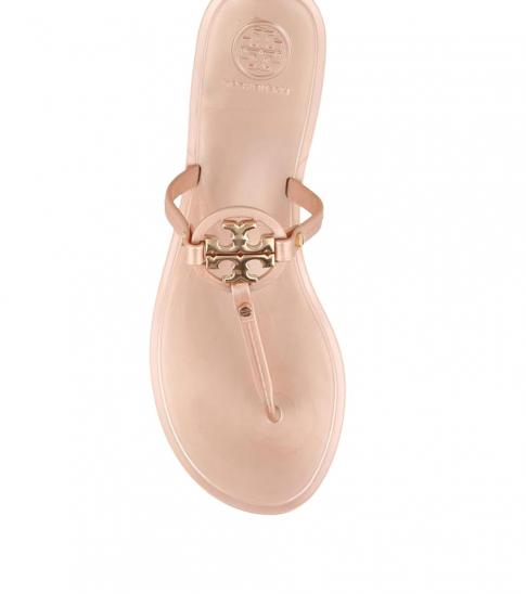 tory burch jelly sandals rose gold