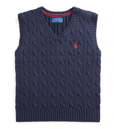 Ralph Lauren Little Boys Navy Cable-Knit Sweater Vest