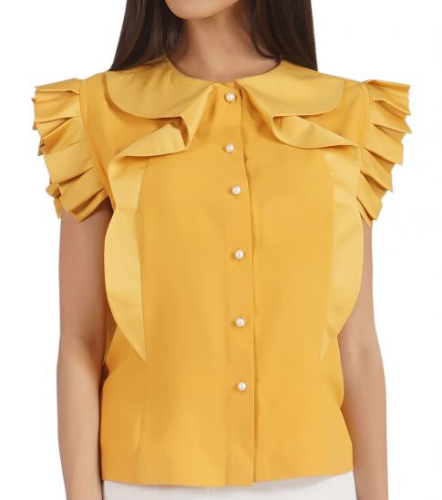 Self Stitch Extended Frill Collar Top