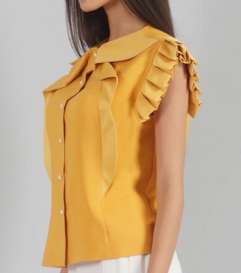 Self Stitch Extended Frill Collar Top