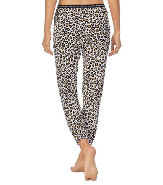 DKNY Leopard Print Cropped Knit Jogger Pajama Pants for Women Online ...