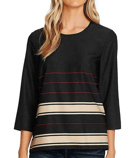 Vince Camuto Rich Black Casual Striped 
