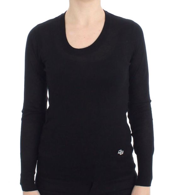 black crewneck sweater