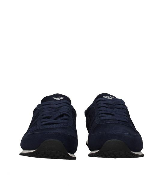 Armani Jeans Blue Side Logo Suede Sneakers