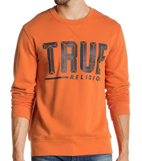 True Religion Orange Hard Knocks Sweatshirt