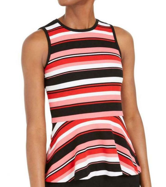 Michael Kors Camelia Rose Striped Peplum Tank Top