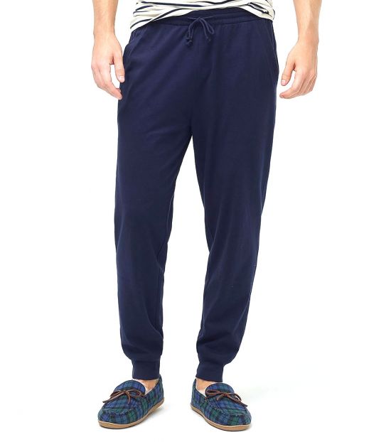 Navy Blue Jersey-Knit Pants