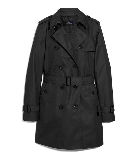 Coach Black Solid Trench Coat