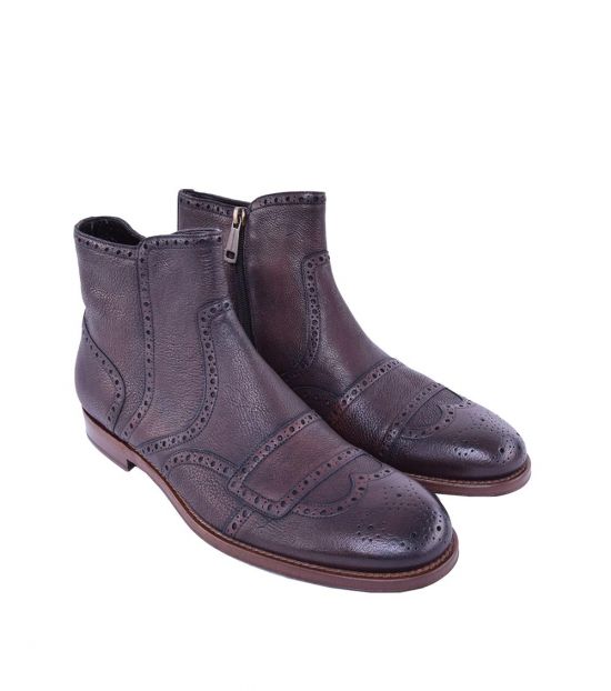 Dolce & Gabbana Brown Zipper Closure Ankle Boots