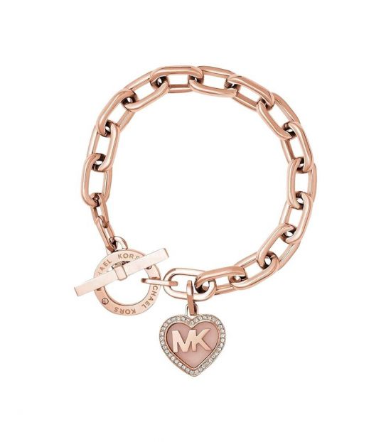michael kors rose gold logo bracelet