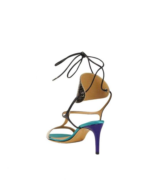 multicolor lace up heels