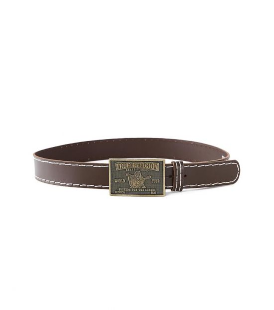 True Religion Dark Brown Gold Buckle Belt