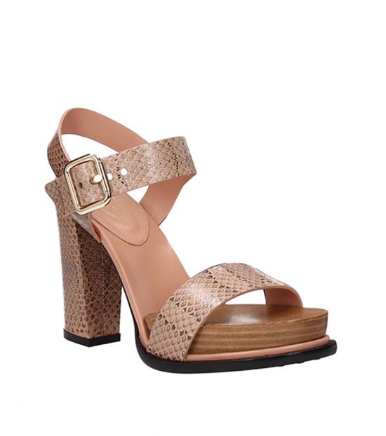 Tod's Pink Snake Print Leather Heels