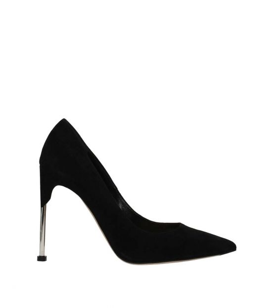 black suede pointed heels