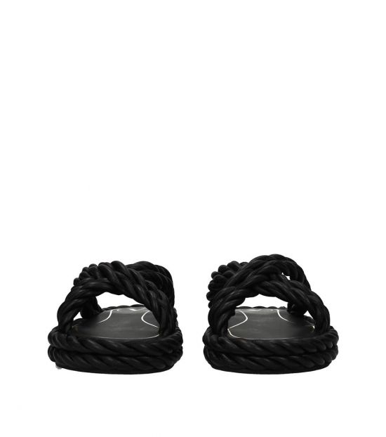 Valentino Garavani Black Leather Slippers