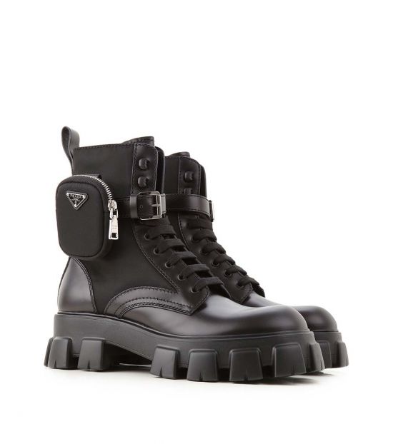 prada black chunky sole combat boots