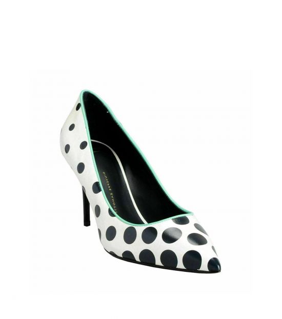 white polka dot heels