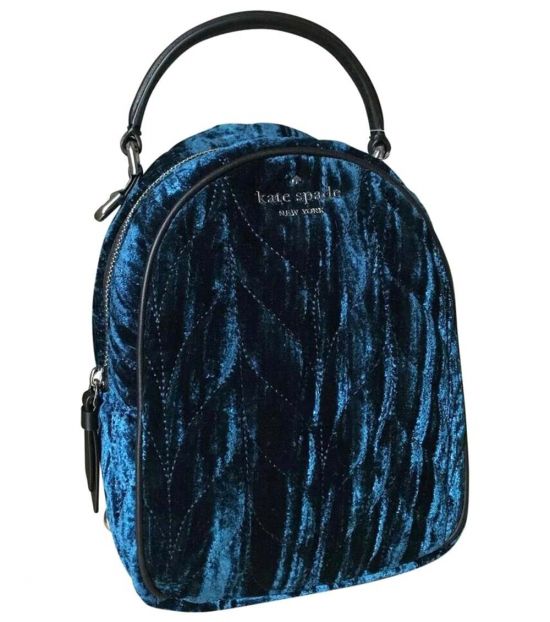 kate spade blue velvet backpack