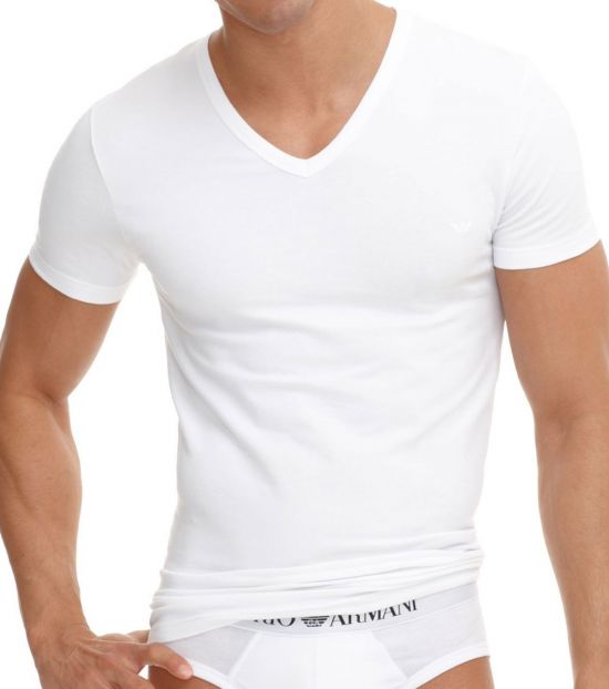 Emporio Armani White V-Neck T-Shirt