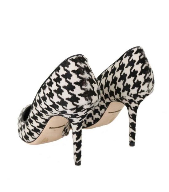 black and white check heels