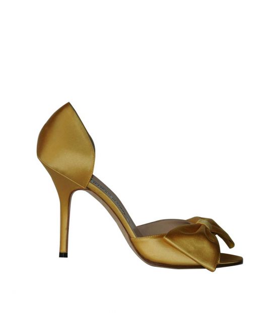 yellow satin heels