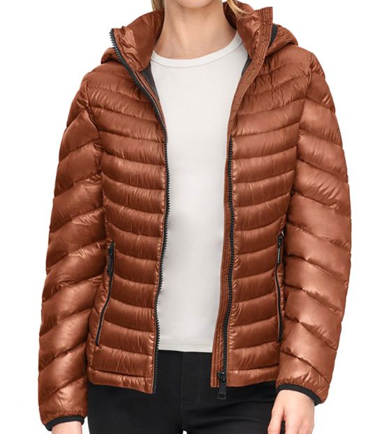 Calvin Klein Brown Hooded Packable Down Puffer Jacket for Women Online India at Darveys.com