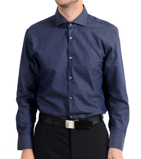 Hugo Boss Navy Blue Sharp Fit Dress Shirt for Men Online India at ...