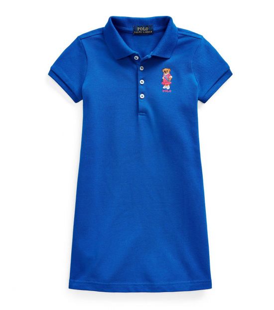 Ralph Lauren Little Girls Blue Polo Bear Polo Dress