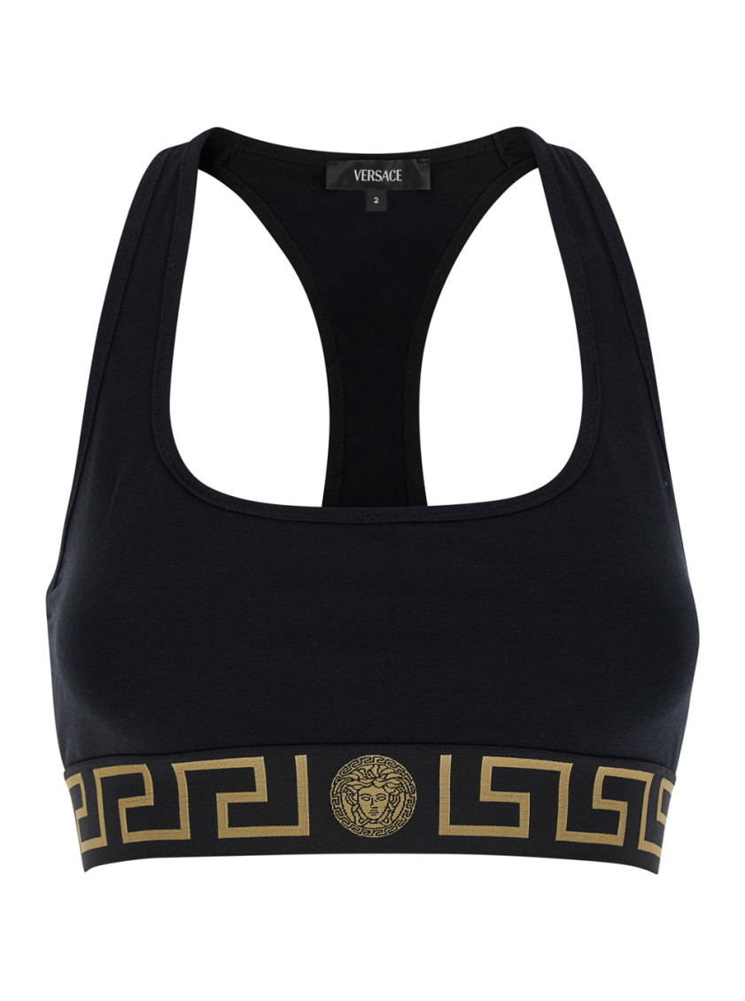 Versace Jersey Top With Topeka Bi-stretch Organic Cotton In Black