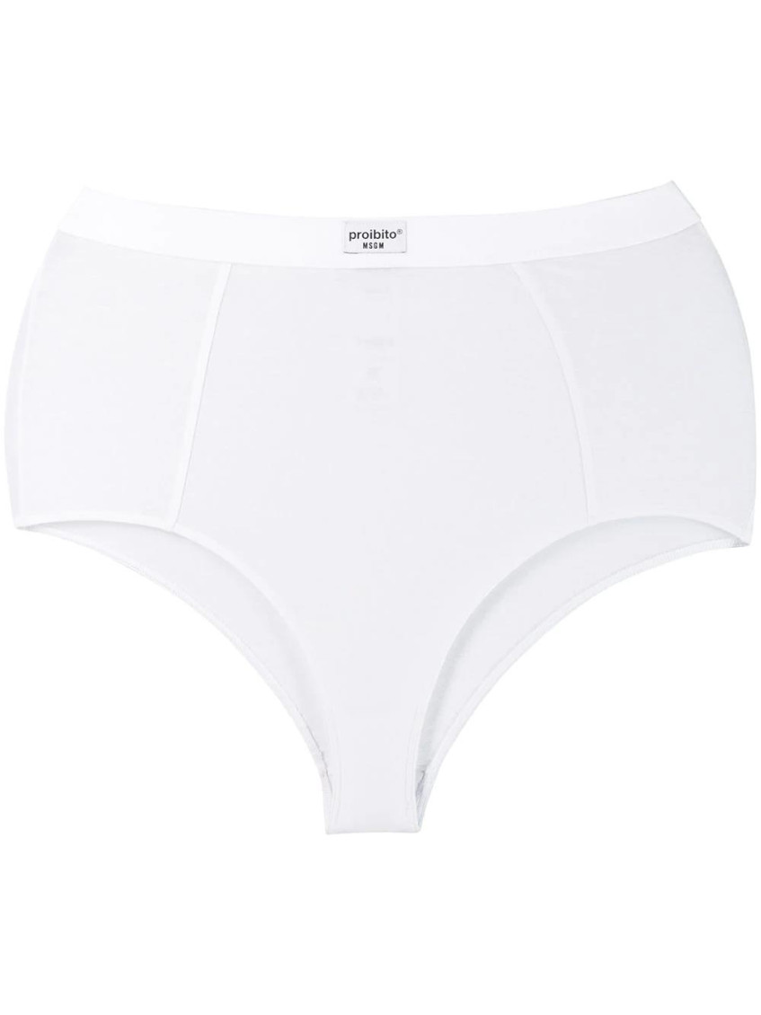 Msgm Proibito High-waist Logo Briefs In White