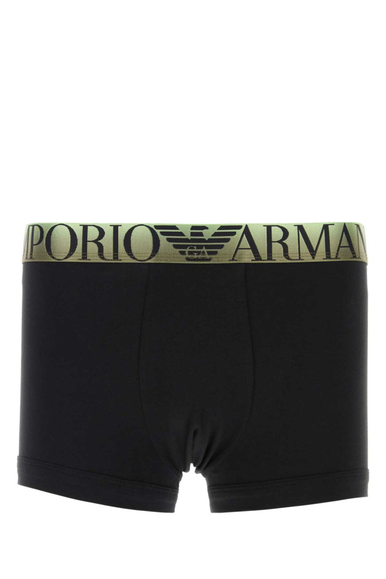 Emporio Armnai Black Stretch Cotton Boxer In Black